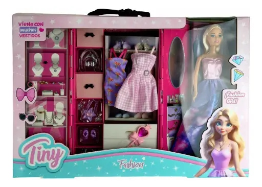 [34448264] MUÑECA TINY FASHION CON VESTIDOR Y ACCESORIOS 7562
