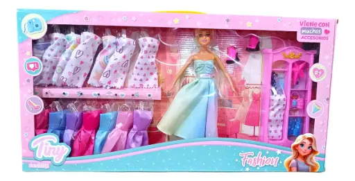 [34448268] MUÑECA TINY FASHION CON 16 VESTIDOS Y ACCESORIOS 3404 