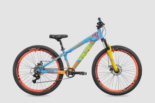 [23541497] BICICLETA VIKINGX JUMP TUFF 25 R26 7V CELESTE AMARILLO NARANJA 0018858 