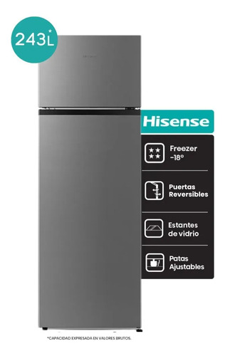 [56341185] HELADERA HISENSE RT240N1ESA 240L PLATA 