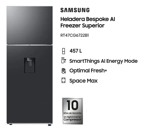 [56341186] HELADERA SAMSUNG RT47CG6722B1/B3 457L BLACK 