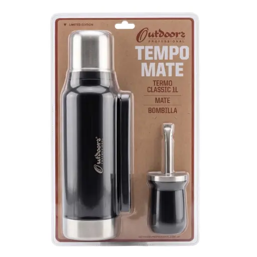 [11239014] KIT TEMPO MATE 192ML + TERMO 1L OUTDOORS PROFESSIONAL NEGRO