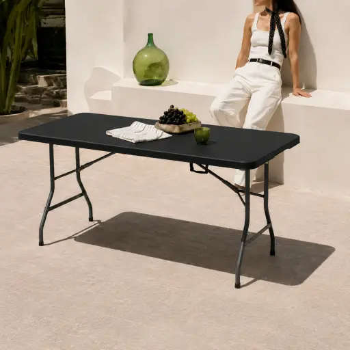 [16521071] MESA PLASTICA PLEGABLE PICNIC GARDEN LIFE 150 X 70 NEGRO T404001