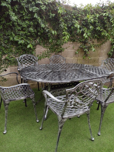 [04431011] JUEGO JARDIN CHATEAUX X 6 SILLONES NEGRO PELTRE