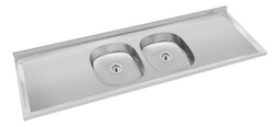 [14076065] MESADA ACERO INOX 1.40M 2 BACHAS OVALES 10.14.52480
