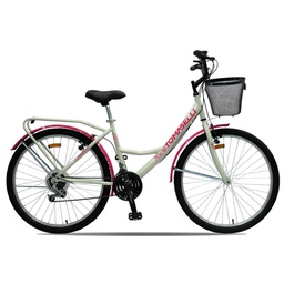 [23541217] BICICLETA TOMASELLI LADY ROD 26 FULL 21 VEL BLANCO ROSA