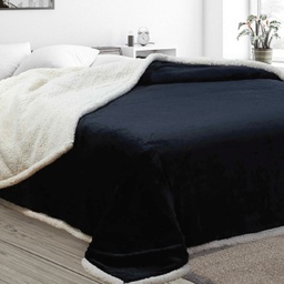 [12141547] ACOLCHADO CORDERITO LUXURY SOFT CONFORTER TWIN 170X230 NEGRO 918
