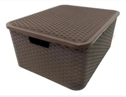 [03110017] CESTO RATAN RECTANGULAR MEDIANO C/TAPA LISA CO 1954