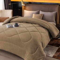 [12141042] EDREDON LAS CALAS FLANNEL CON CORDERITO MARRON KING EDREFLANKING