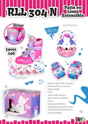 [34447120] ROLLER BIPO EXTENSIBLE CON SET DE PROTECCIONES 4 RUEDAS CON LUCES UNICORNIO RLL304N 30/33