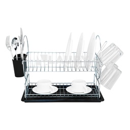 [11154065] ESCURRIDOR DE PLATOS NEGRO 2 NIVELES C/BJA Y ESCURRE VASOS 15658