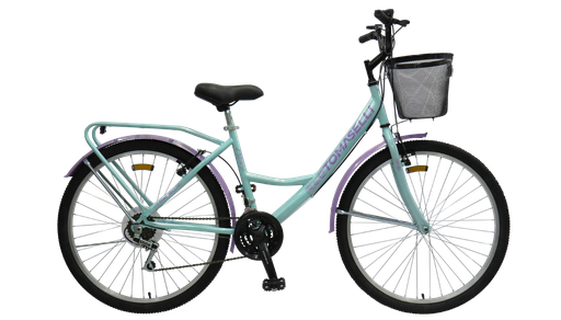 [23541311] BICICLETA TOMASELLI LADY FULL 21 VEL ROD 26 VERDE AGUA/VIOLETA