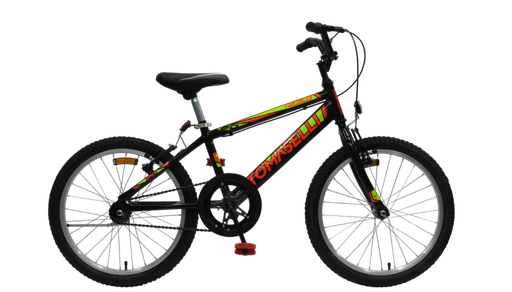 [23541312] BICICLETA TOMASELLI RIDER TT20V ROD 20 NEGRO NARANJA AMARILLO VARON