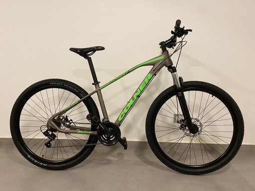 [23541262] BICICLETA COLNER FOREST R29 21V T18 GRIS VERDE + ENTRENADOR OXEA