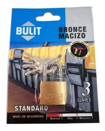 [03076112] CANDADO DE BRONCE 20 MM STANDARD BLIST CDB BS 20