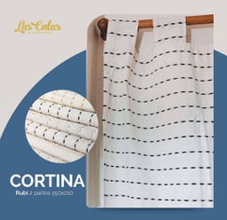 [12142038] CORTINA LAS CALAS RUBI CON LINEAS BLANCAS
