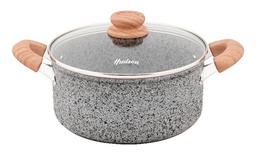 [11644055] CACEROLA HUDSON FGRA07 DE ALUMINIO FORJADO 24CM C/ANTIADH. GRANITO Y TAPA DE CRISTAL