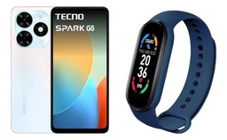 [65827129COM] CELULAR TECNO BG6m SPARK GO 2024 64+2GB BLANCO + SMART BAND AZUL