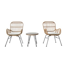 [16521052] SET MUEBLE HANNA TRIBECA KD62/BE COLOR BEIGE (2 SILLONES + 1 MESA)