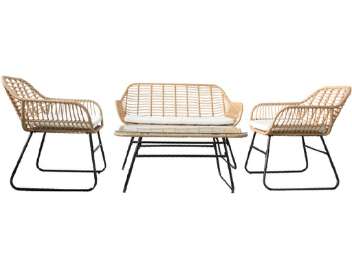 [16521053] SET MUEBLE MAUI TRIBECA KD31/BE COLOR BEIGE (2 Sillones individuales + 1 Sillón doble + Mesa)