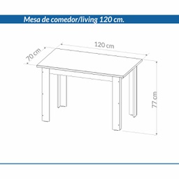 [14527013] MESA LIVING PIRO LMR120 BLANCO/ROBLE