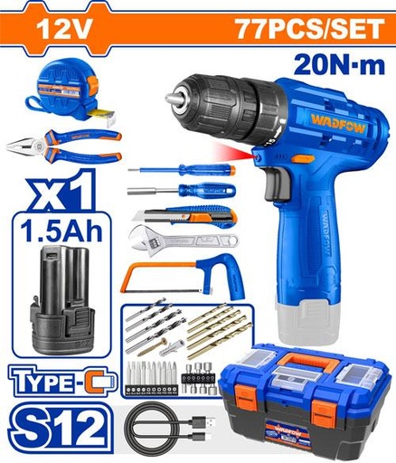 [03110015] SET DE HERRAMIENTAS WADFOW WDT1B77 77 PIEZAS SURTIDAS