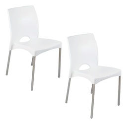 [14797144X2] COMBO X2 SILLA BOSTON PATAS DE ALUMINIO BLANCA
