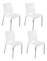 [14797144X4] COMBO X4 SILLA BOSTON PATAS DE ALUMINIO BLANCA
