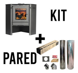 [53240014/53245010PC12] ESTUFA A LEÑA LEPEN 15000 CAL. RINCONERO + KIT PARED 6&quot; 12 CUOTAS