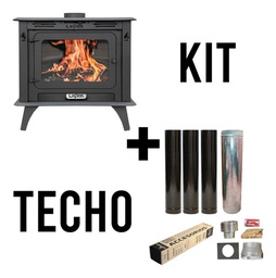 [53240021/53245020T] ESTUFA A LEÑA LEPEN MOQUEHUE 20000 VINTAGE C/CENICERO + KIT DE TECHO 6&quot;