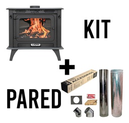 [53240021/53245010P] ESTUFA A LEÑA LEPEN MOQUEHUE 20000 VINTAGE C/CENICERO + KIT DE PARED 6&quot;