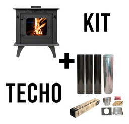 [53240020/53245018TC12] ESTUFA A LEÑA LEPEN MOQUEHUE 13900 VINTAGE C/CENICERO + KIT DE TECHO 4&quot; 12 CUOTAS