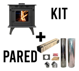 [53240020/53245007PC12] ESTUFA A LEÑA LEPEN MOQUEHUE 13900 VINTAGE C/CENICERO + KIT DE PARED 4&quot; 12 CUOTAS