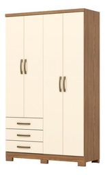 [14761083] ROPERO HENN CAJU DA135-127 4 PUERTAS NATURAL/BLANCO