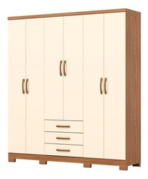 [14761087] ROPERO HENN CAJU DA136-127 6 PUERTAS NATURAL/BLANCO