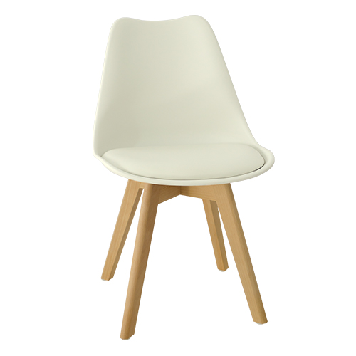 [14797142] SILLA LAURY TULIP 16587 BLANCA PATAS DE MADERA