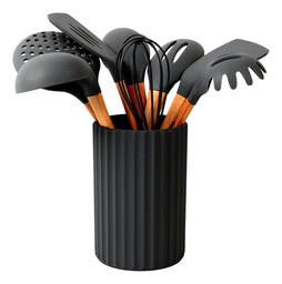 [11340127] UTENSILLOS DE COCINA CAROL 6880 9 PZAS BAMBU NEGRO