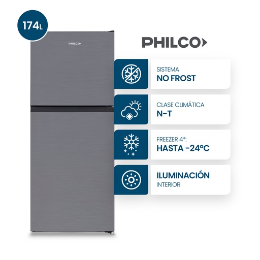 [56341168] HELADERA PHILCO PHNT198X2 NO FROST TOP MOUNT 198 LT INOX