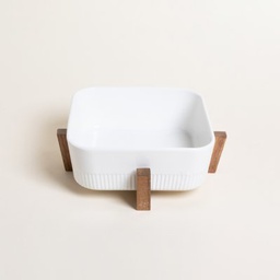 [11296060] FUENTE CUADRADA PARA HORNO CON BASE DE ACACIA 22CM