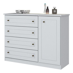 [14142250] COMODA HENN AMERICANO D715-05 1 PUERTA 4 CAJONES BLANCO