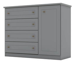 [14142251] COMODA HENN AMERICANO D715-131 1 PUERTA 4 CAJONES GRIS