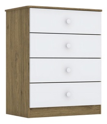 [14142255] COMODA HENN LABIRINTO I714-18 4 CAJONES RUSTICO BLANCO