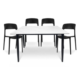 [14521003] COMBO GARDENLIFE V7648 MESA SIMIL PIEDRA MARMOL BL + SILLA NINA x4 UND NG