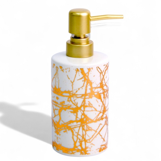 [17931022] DISPENSER DE JABON LIQUIDO BLANCO Y DORADO B4456B
