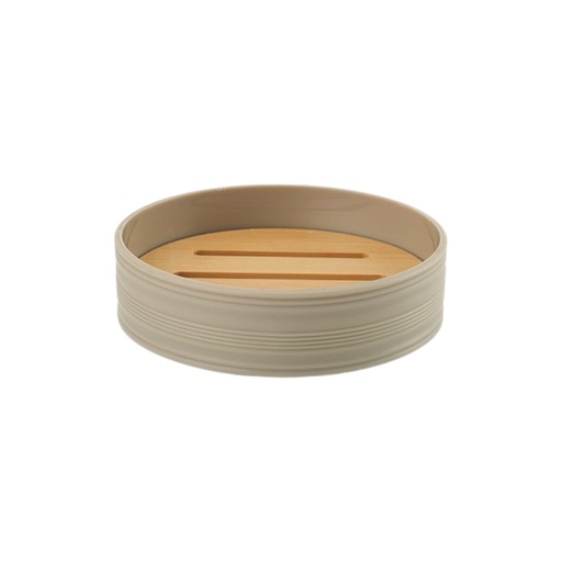 [17931029] JABONERA REDONDA DE PLASTICO BEIGE B4986BE