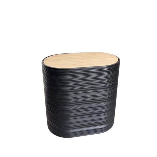 [17481014] CESTO DE BASURA OVAL DE PLASTICO NEGRO B4989N