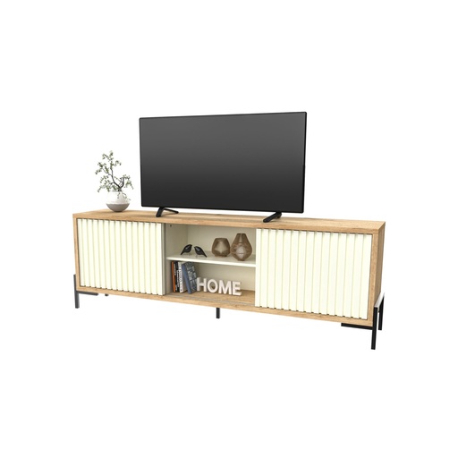 [14076029] RACK TV DELOS DRO08RNBL 65" 2 PUERTAS NATURAL BLANCO