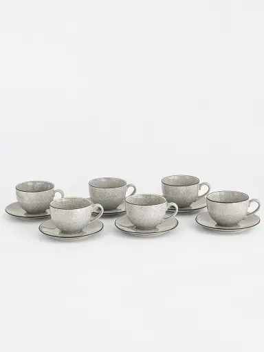 [11706018] SET X6 TAZAS DE TE CON PLATO PEDRA ROCHA GREY 507ML 100844