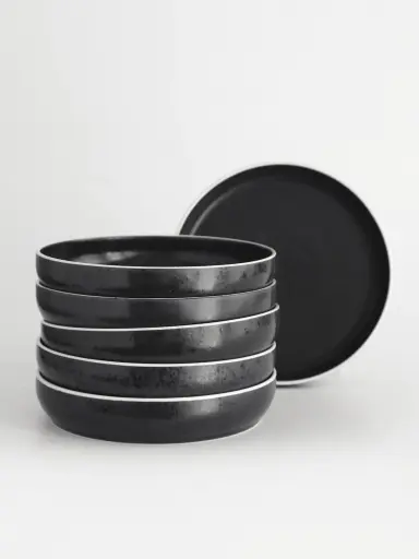 [11701102] SET X6 PLATOS HONDO ASTER GRANITO NEGRO 22.5 CM 100740